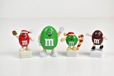 4 VINTAGE M&M FIGURES CANDY DISPENSER & TOPPERS M&M'S 90s GREEN PEANUT BROWN RED