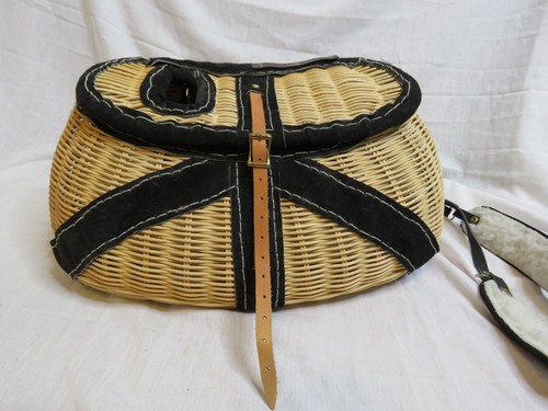Wicker fishing basket creel - basket,