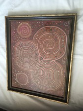 47x56cms (18x22") vintage framed MOLA - Guna people, Panama - abstract design