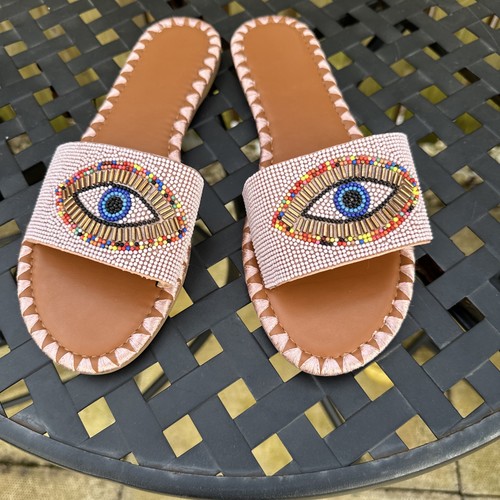 Women pink beaded eye - pink,