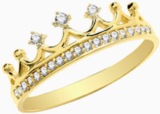 9ct gold crown ring cubic zirconia cluster eternity  9carat yellow gold n tiara