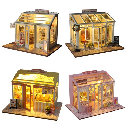 Diy wooden dollhouse kit led - dollhouse,