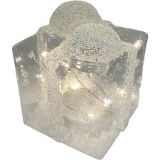 SMALL LIT Glitter Cube Table Lamp Decorative Light 10cm Present TH