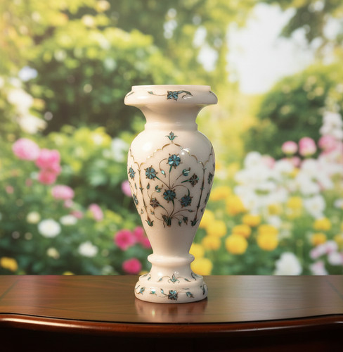 Marble vase with turquoise - turquoise, and