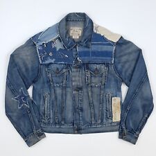 Polo Ralph Lauren Denim Jacket American Flag Small UK 10-12 Distressed Trucker