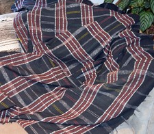 Vintage Laos Organic cotton Fabric hand woven vegetable dyes "IKAT' Weave 2.2m