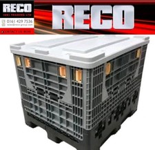 USED HEAVY DUTY PLASTIC COLLAPSIBLE PALLET BOX 1200X1000X975mm  LID OPTIONAL 