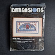 Dimensions Needlepoint Kit 2301 Welcome Friends Vintage Sealed Craft Set