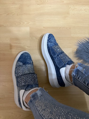 Denim platform sneakers - denim,