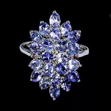Silver Ring Tanzanite Genuine Natural Mined Gems Solid Sterling Size R  US 8.75