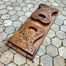 Antique Victorian Arts Crafts Wood Desktop Book Shelf Holder,Folding Trough,Old