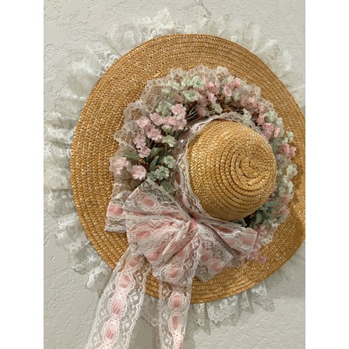 Vintage floral straw sun - floral,