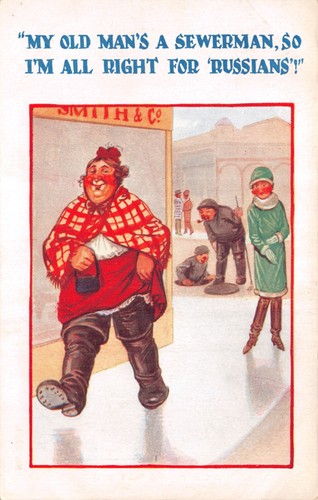 Old comic postcard lady - postcard,