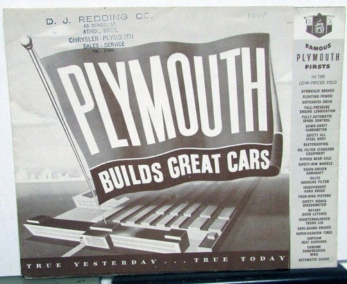 1949 plymouth dealer sales - plymouth,