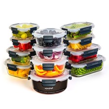 Glass Containers with Lids, 12 Piece Meal Prep Food Lunch Boxes, VonShef