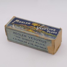 Vintage Spark Plug EMPTY Box MOSLER VESUVIUS Volcano Artwork USA (BX4)