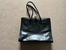 Italian Leather Ladies Black handbag, office wear for laptop