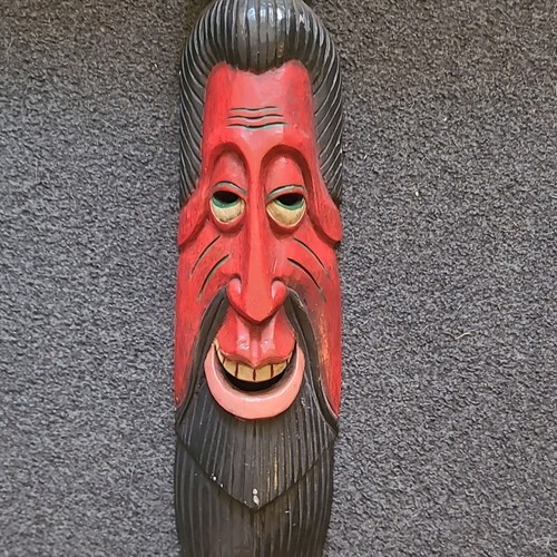 Hand carved painted wooden - carved,