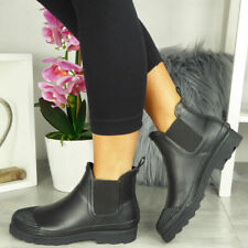 Ladies Ankle Wellington Boots Rubber Fashion Wellies Snow Rain Boots Black 