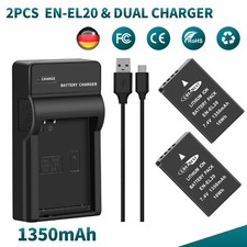 2× Battery +Charger For Nikon Coolpix EN-EL20 A P1000 P950 1 J1 1 J2 J3 V3 AW1