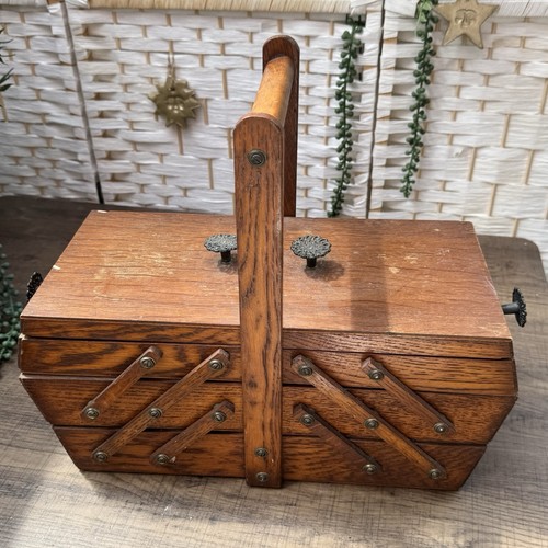 Vintage wooden sewing box - sewing,