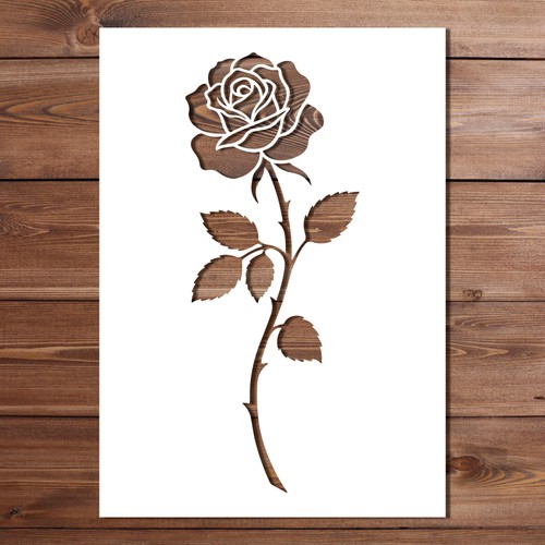 Rose flower stencil - rose,