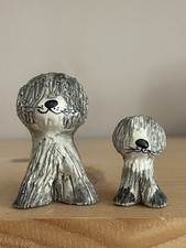 Pair Old English Sheep Dogs Studio Pottery Philip Laureston Pup & Mum Babbacombe