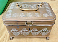 Victorian Metal Spice / Cash / Safe Box - Internal Compartments - Key