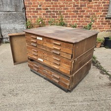 Antique Teak Plan Drawers For Restoration