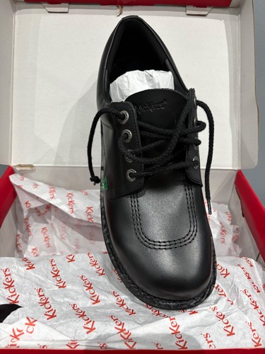 Kickers black leather lace - black,