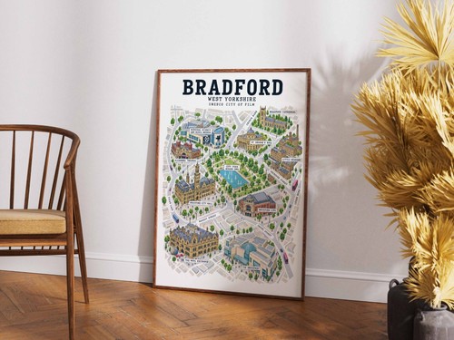 Bradford map poster print west - print,