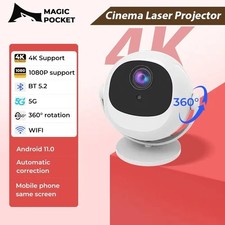 360 Portable Projector Support 4K 1080P 300 ANSI Mini Projector with Wifi and Bl