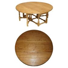 ANTIQUE VICTORIAN 183CM WIDE BURR PINE GATELEG EXTENDING ROUND DINING TABLE