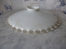 FRENCH ART DECO MILK WHITE GLASS PLEAT EDGED COOLIE SHADE. no3