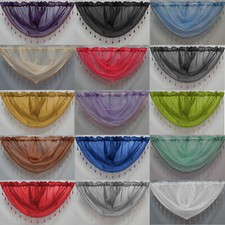 Voile Swags Crystal Beaded - All Colours - Pelmet Valance - Net Curtains Swag