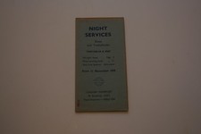 London Transport Timetable - Night Services Buses and Trolleybuses Aug 1959