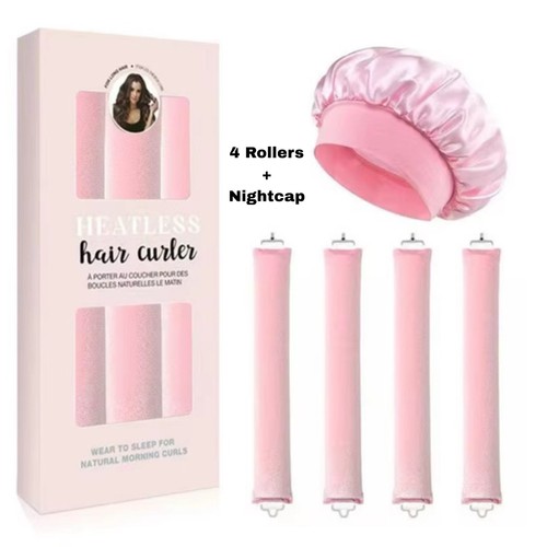 Pink heatless hair - hair, curlers