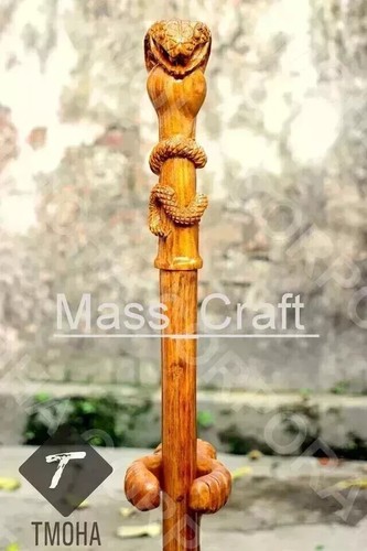 Hand carved snake head - carved,