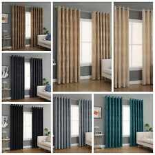 Jacquard Eyelet Ring Top Curtain Fully Lined Ready Made Luxury Curtain Tie Backs