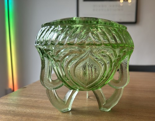 Vintage green glass rose - vintage, bowl