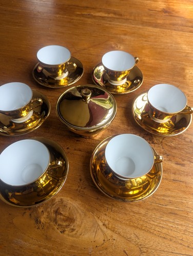 Vintage gold coffee cups - vintage,