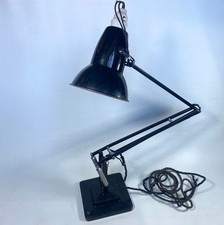 Vintage 1930s 50s Herbert Terry 1227 Black Anglepoise Lamp 2 Tier Rolled Shade