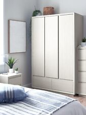 Alsop 3 Door 2 Drawer Wardrobe White Oak Effect Modern Bedroom Furniture