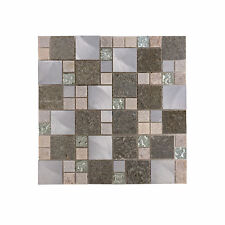 Quarry Stone Effect Glass Detail Modular Mosaic 300 x 300mm Wall Tile Sheet