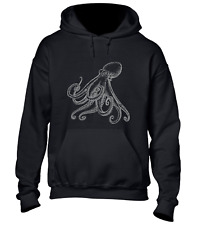 OCTOPUS SILHOUETTE HOODY HOODIE NAVY PIRATE KRAKEN VIKING NAUTICAL DESIGN TOP