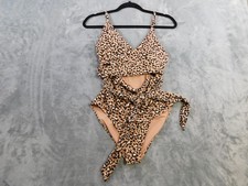 Aerie One Piece Swimsuit Womens Large Long Leopard Monokini Cutouts Bathing