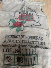 2 x Hessian Coffee Sacks Different Designs Used Good Condition