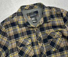 O’Neill Lined Jacket Button Down Sherpa Lined Pockets Men L Blue Yellow Plaid