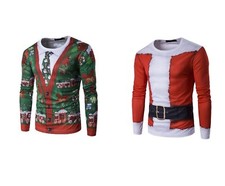 New Christmas Santa Tree 3D Printing Tops Casual Novelty Xmas T-Shirt Gift