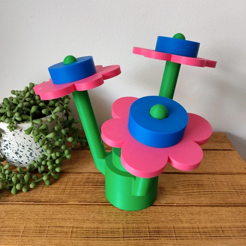 Large brick flowers - large, blue